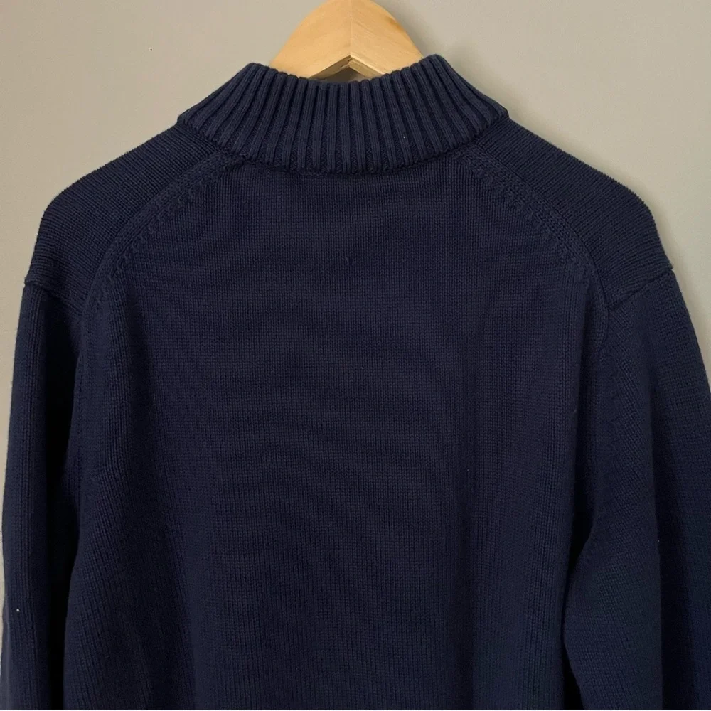 IZOD Navy Blue Fair Isle Quarter Zip Sweater Size Large
